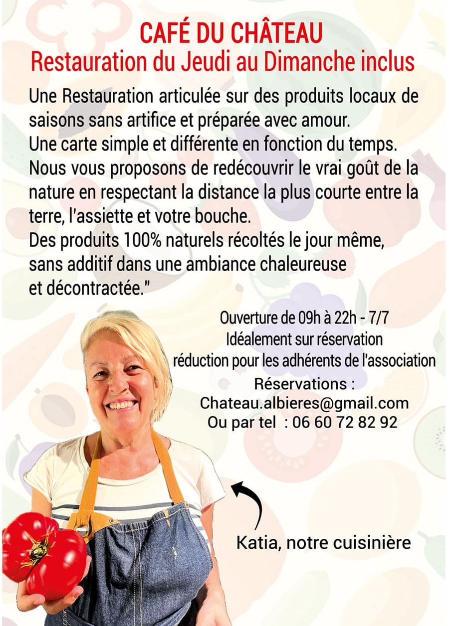 Affiche du Café du Château, restauration et horaires